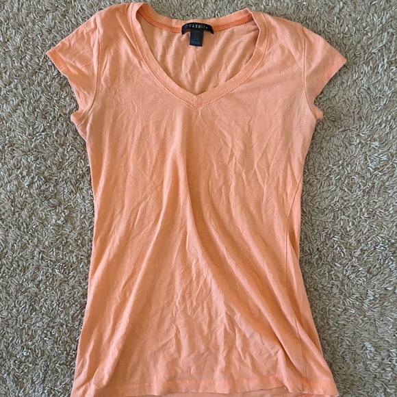 Bozzolo Tops - Vintage Bozzolo Women's Orange V-Neck Short Sleeve Top